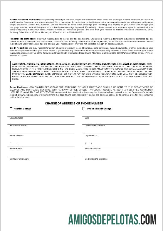 Extrato de hipoteca do banco regional dos EUA em formatos Word e PDF 3 modelo